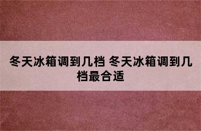 冬天冰箱调到几档 冬天冰箱调到几档最合适